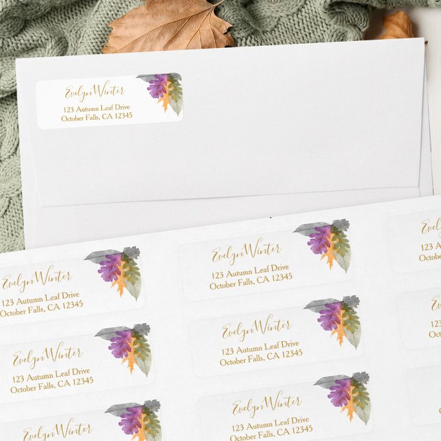 October Leaves Colourful Fall Foliage Address (Return Address Labels from my October Leaves Collection)