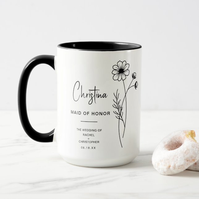 October Maid of Honour | Cosmos Birth Flower Mug (With Donut)