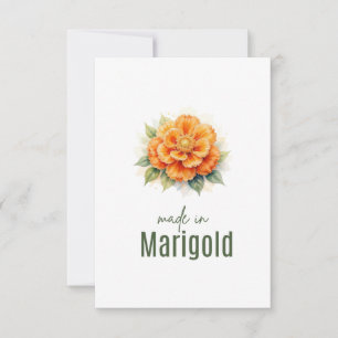 October Marigold  Birth Flower Flat Thank You Card