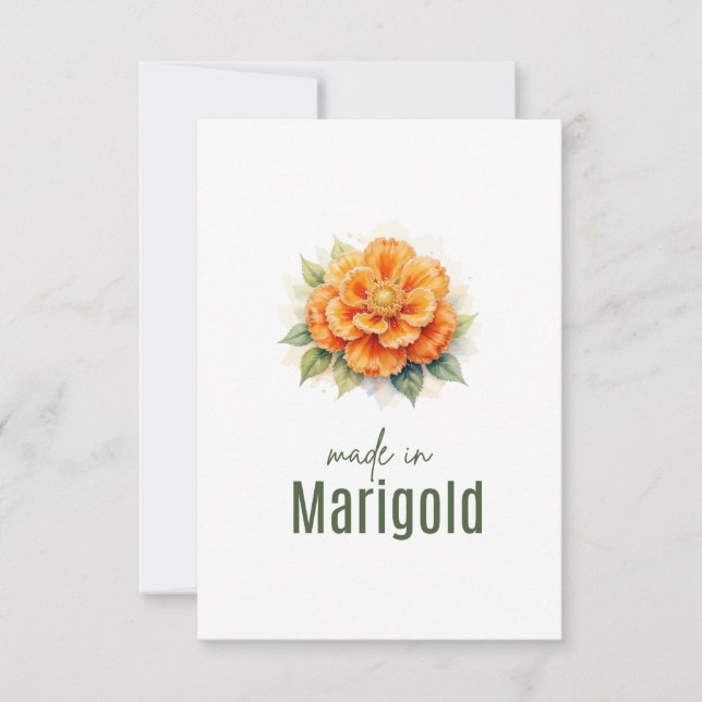 October Marigold  Birth Flower Flat Thank You Card (Front)