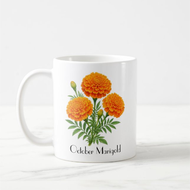October Marigold Flowers Coffee Mug (Left)