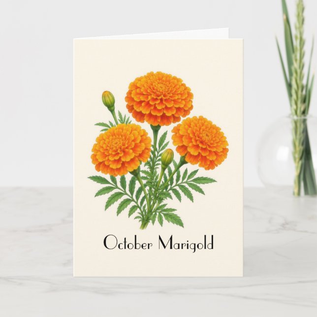 October Marigold Flowers Greeting Card (Front)