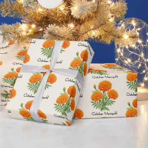 October Marigold Flowers Wrapping Paper