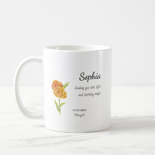 October Marigold Personalized Birthday Coffee Mug