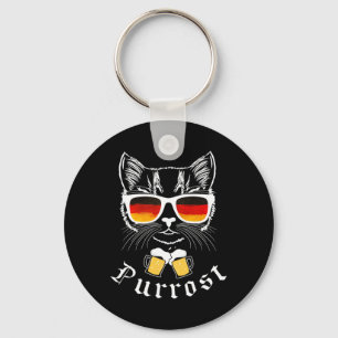 October Party T Shirt Funny Prost Pun Purrost Cat  Keychain