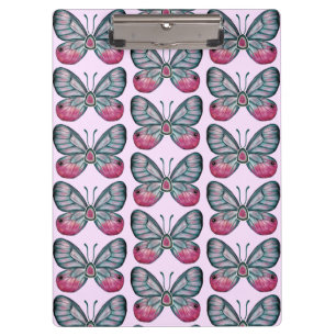 October Pink Glasswing Butterfly Pattern Design Clipboard