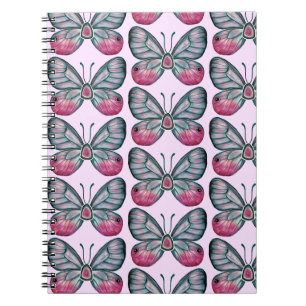 October Pink Glasswing Butterfly Pattern Design Notebook