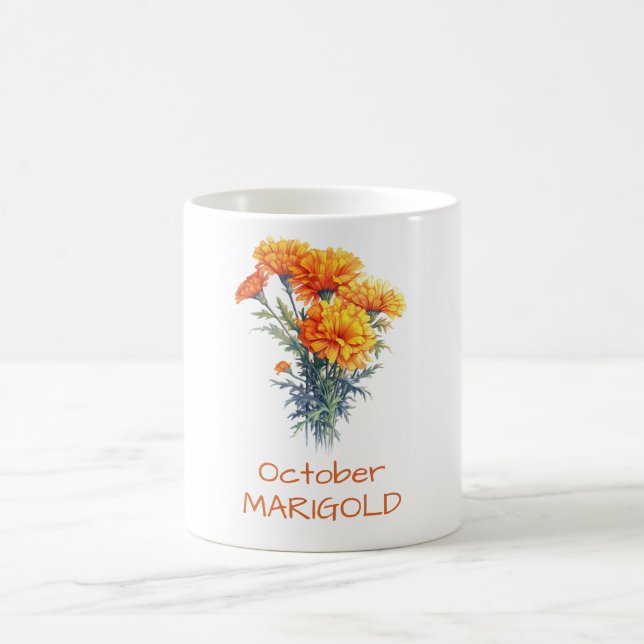 October primary birth flower Marigold mug (Center)