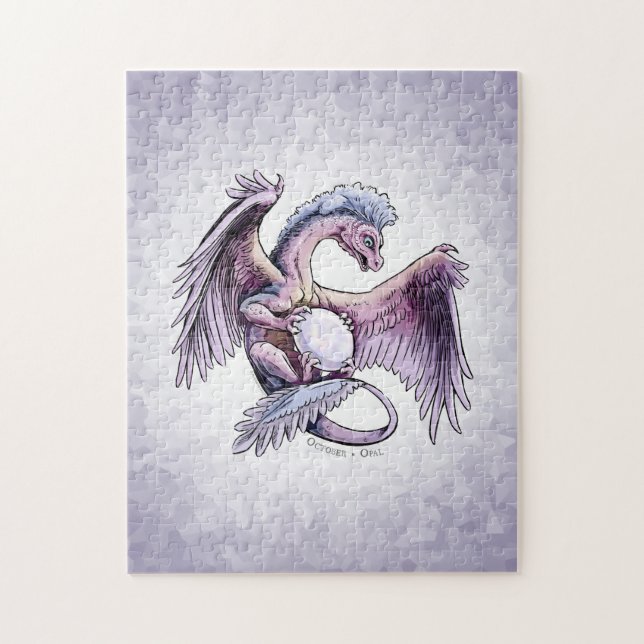 October’s Birthstone Dragon: Opal Jigsaw Puzzle (Vertical)