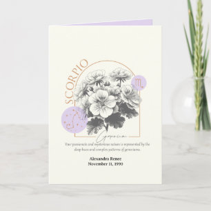 October to November Birth Flower Custom Birthday Card