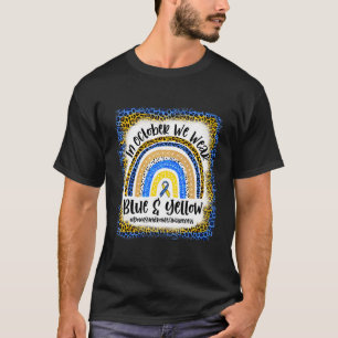 October We Wear Blue And Yellow Down Syndrome Awar T-Shirt