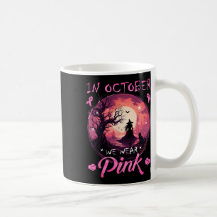 October We Wear Halloween Witch Breast Cancer  Coffee Mug