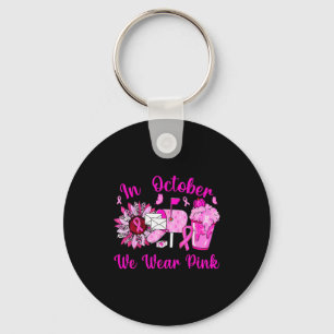 October We Wear Nk Breast Cancer Awareness Stal Wo Keychain