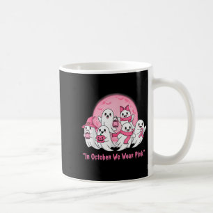 October We Wear Nk Ghosts Halloween Breast Cancer Coffee Mug