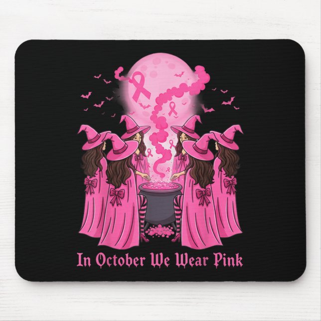 October We Wear Nk Witch Halloween Breast Cancer A Mouse Pad (Front)