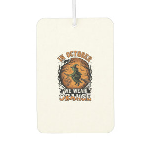 October We Wear Orange Flying Witch Pumpkins Black Air Freshener