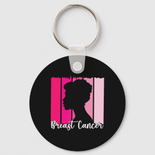 October We Wear Pink Black Afro Women Breast Cance Keychain