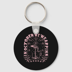 October We Wear Pink Breast Cancer Awareness  Keychain