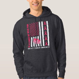 October We Wear Pink Breast Cancer Awareness Posta Hoodie
