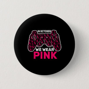 October We Wear Pink Breast Cancer Gaming Kids Tod 2 Inch Round Button