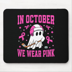 October We Wear Pink Ghost Hockey Breast Cancer Mouse Pad