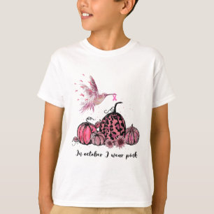 October We Wear Pink Hummingbird Breast Cancer Awa T-Shirt