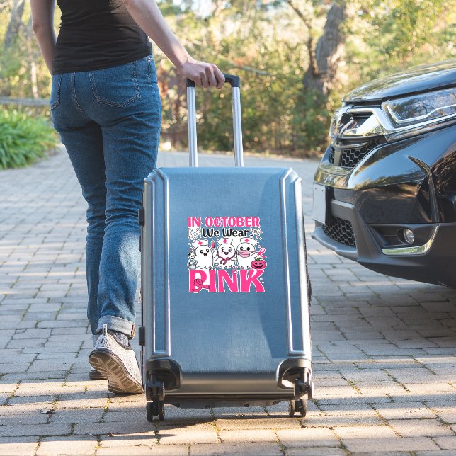 October We Wear Pink Nurse Breast Cancer Awareness (Suitcase Insitu)