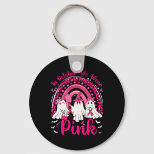 October We Wear Pink Nurse Ghost Breast Cancer Hal Keychain