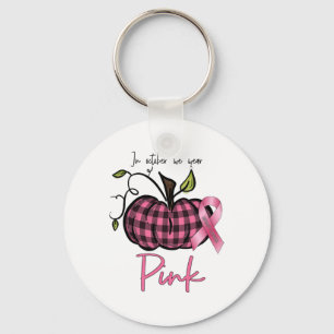 October We Wear Pink Pumpkin Breast Cancer Awarene Keychain