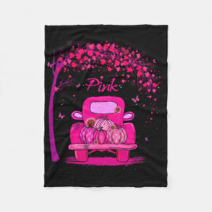 October We Wear Pink Pumpkin Truck Breast Cancer A Fleece Blanket