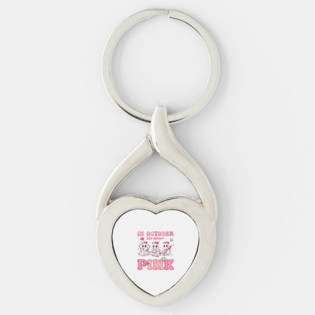 October Wear Pink Boo Nurse Halloween Costumes Wom Keychain (Front)