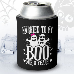 October Wedding Anniversary Funny 8th Anniversary Can Cooler