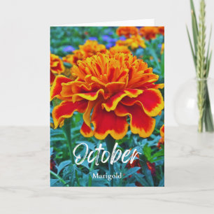 October Yellow Gold Marigold Birth Month Flower Card