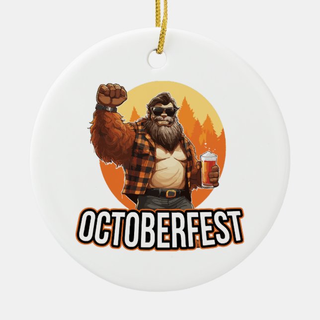 Octoberfest Bigfoot  Ceramic Ornament (Front)