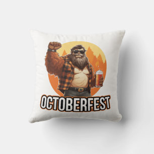 Octoberfest Bigfoot Throw Pillow