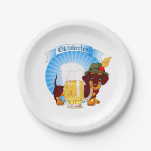 Octoberfest Dachshund Paper Plates 7"