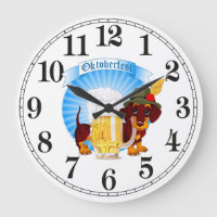 Octoberfest Dachshund Round (Large) Wall Clock