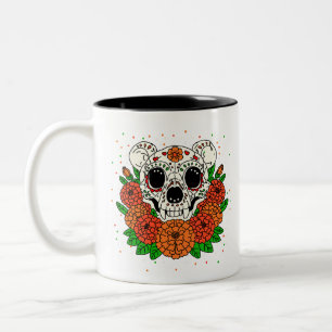 October's Marigolds & Bear Skull Two-Tone Coffee Mug