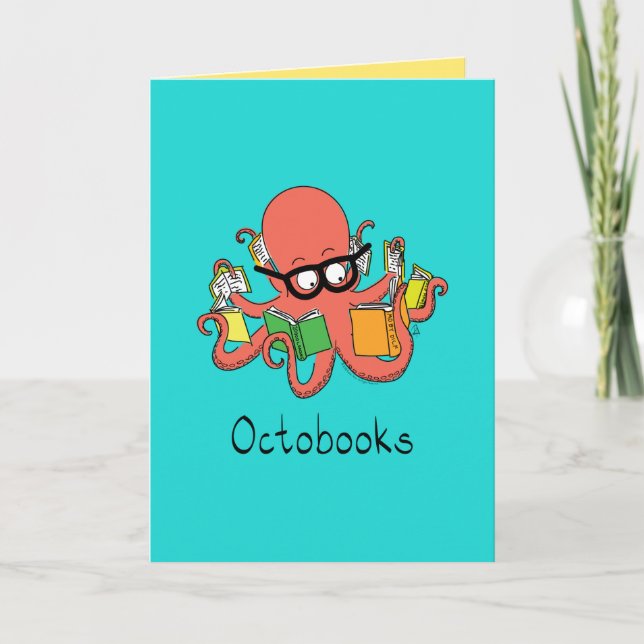 Octobooks - Octopus Reading Books Greeting Card (Front)