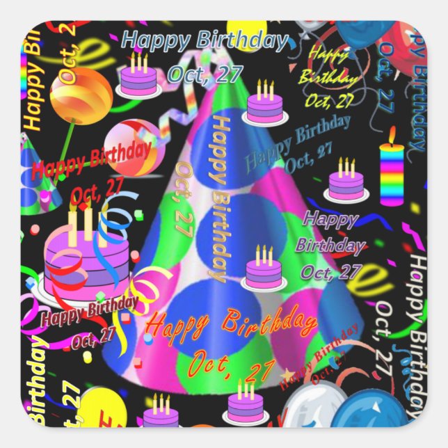 Octobre, 27 Stickers Anniversaires de enfants (Devant)