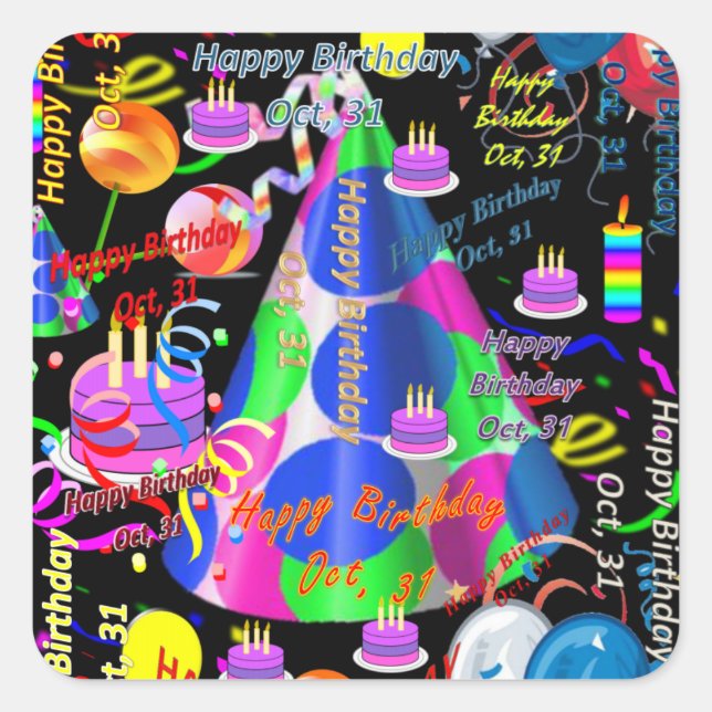 Octobre, 31 Stickers Anniversaires de enfants (Devant)