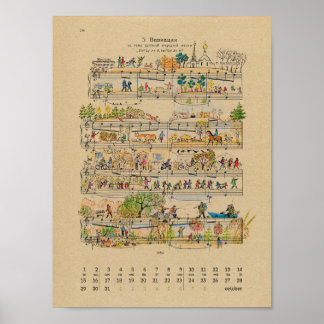 Octobre Bonne Notes Calendrier 2022 Poster