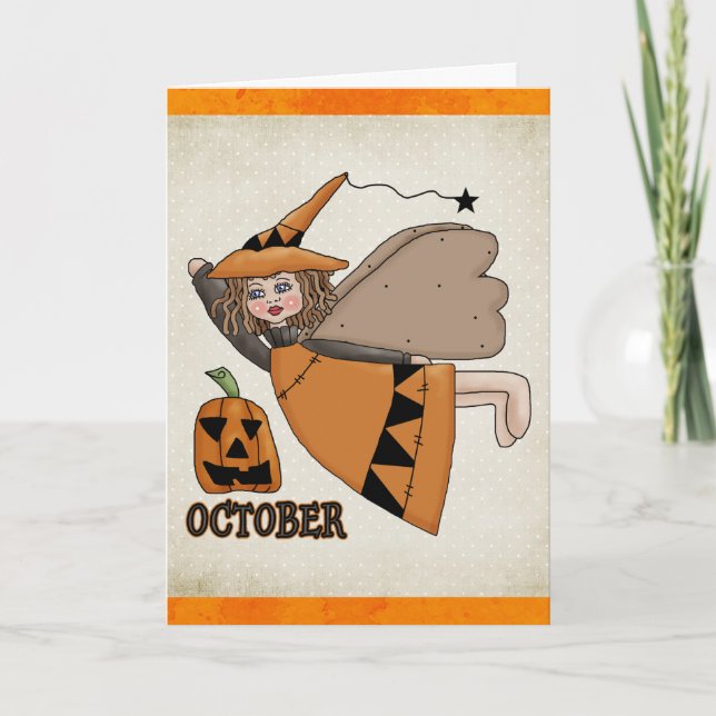 Octobre Carte Ange Halloween/Anniversaire (Devant)