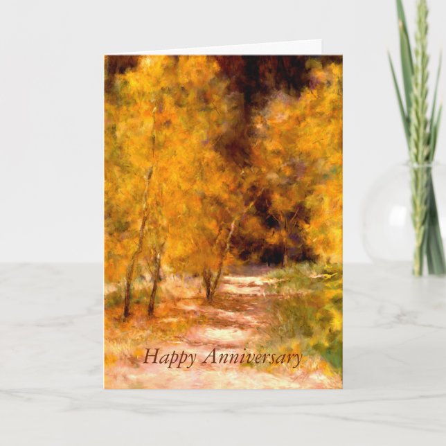 Octobre Golden Trees Anniversaire Carte de voeux (Devant)