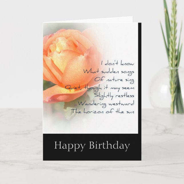 Octobre Peach Rose Poésie Carte Anniversaire (Devant)