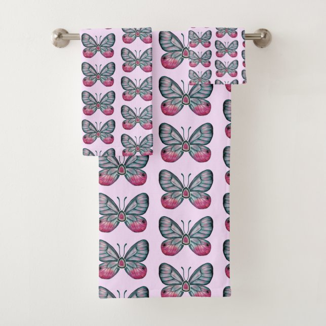 Octobre Pink verre papillon Motif Design (En situation)