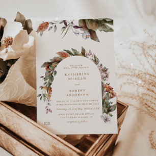 Octobre Tones Automne Floral Faire-part de mariage