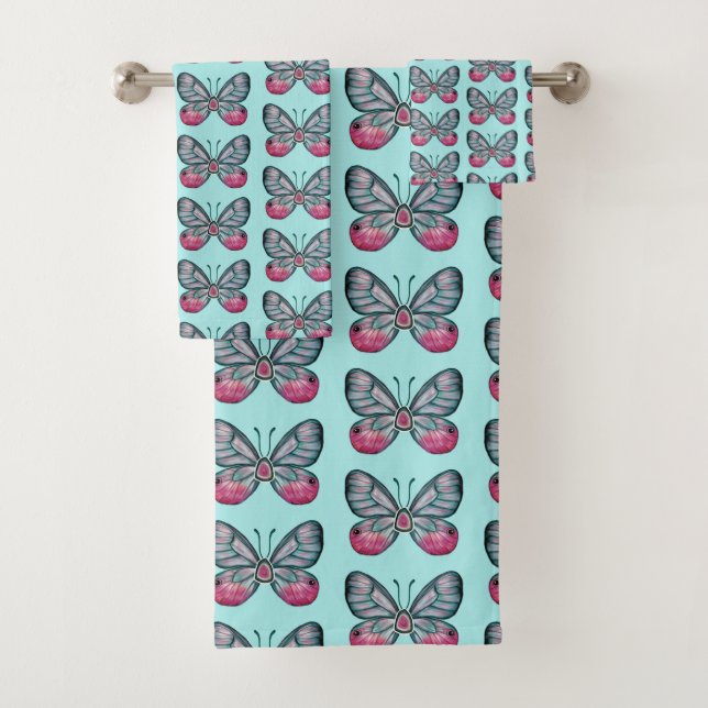 Octobre Turquoise Verre Papillon Motif Design (En situation)