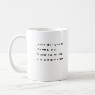 Octobre typographie de tasse de café feuilles vola