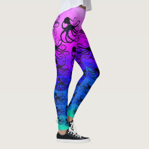 Octopodes On Pink To Green - Leggings